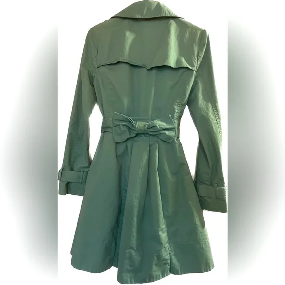 LC Lauren Conrad Teal Trench Coat with Floral Lining, Size 4 - Picture 3 of 9